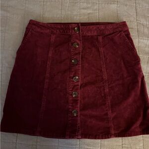 Maurices Deep Red Button-Up Mini Skirt